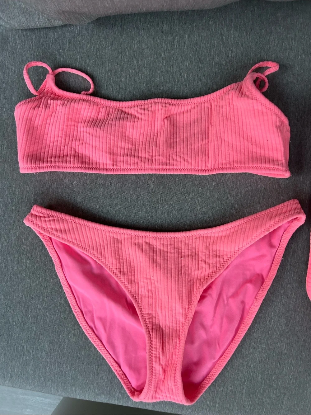 triangl swimwear Hot Pink Ribbed Bikini Set with Zip Pouch